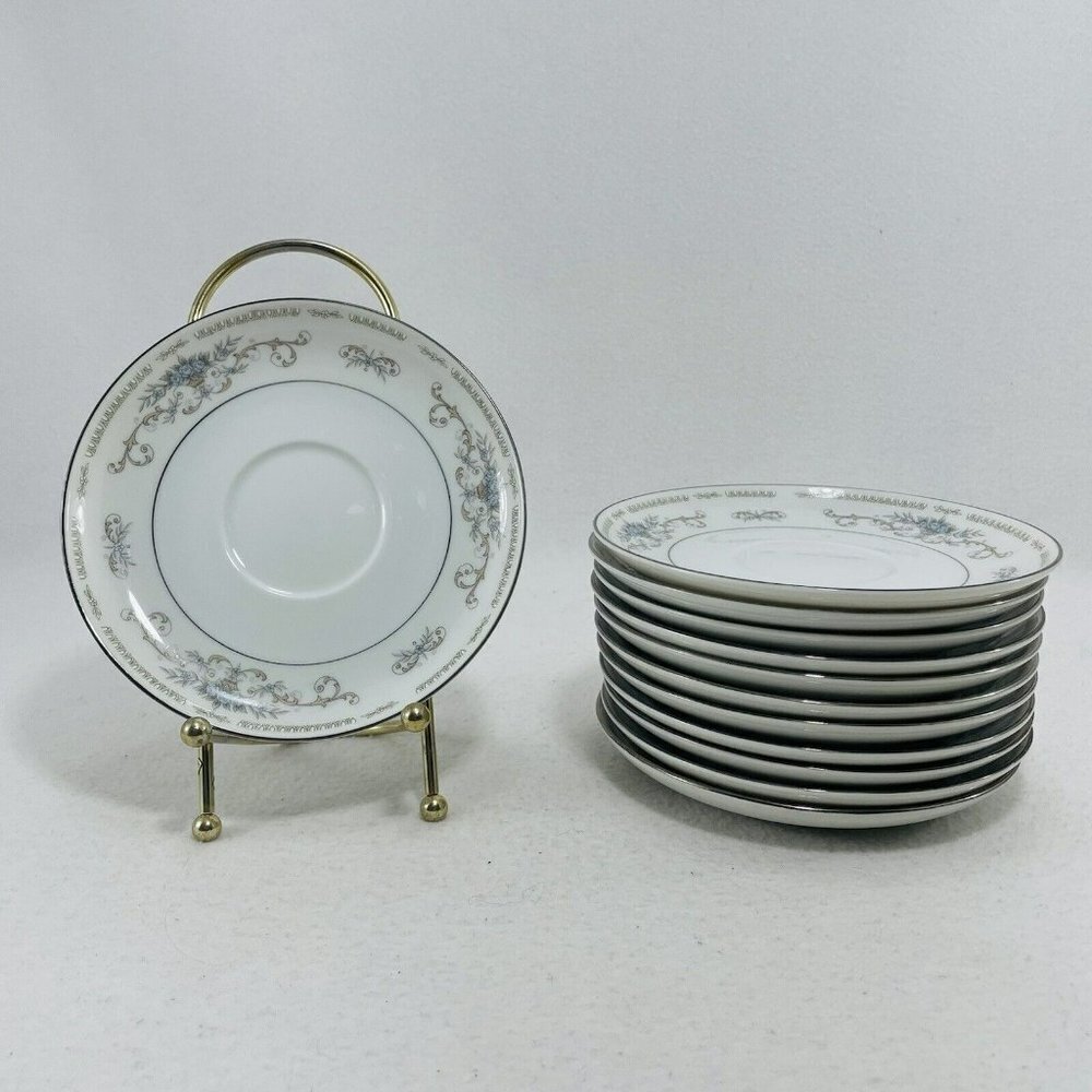 Vintage Wade Diane Cup Saucer 6” Set Lot 12 Plate Dish Serving Flower Circa 1980